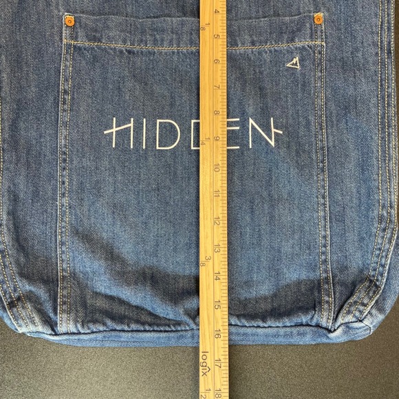 HIDDEN Denim Jean Tote Bag Blue One Size Cotton Embroidered Logo Y2K - Picture 9 of 9